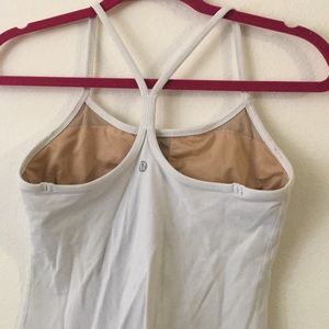 White Lulu Lemon Power Y Workout Tank